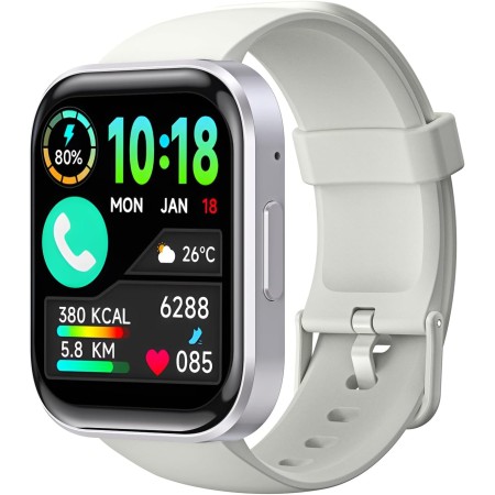 OUKITEL BT103 Smartwatch unisex 1.91" 100+ Modalità Sport Contapassi/Sonno/Cardiofrequenzimetro, Fitness Tracker White